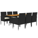 7 Piece Outdoor Dining Set Poly Rattan Black - Side View