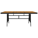 7 Piece Outdoor Dining Set Poly Rattan Black - Close-Up Angle