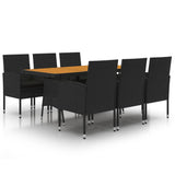7 Piece Outdoor Dining Set Poly Rattan Black