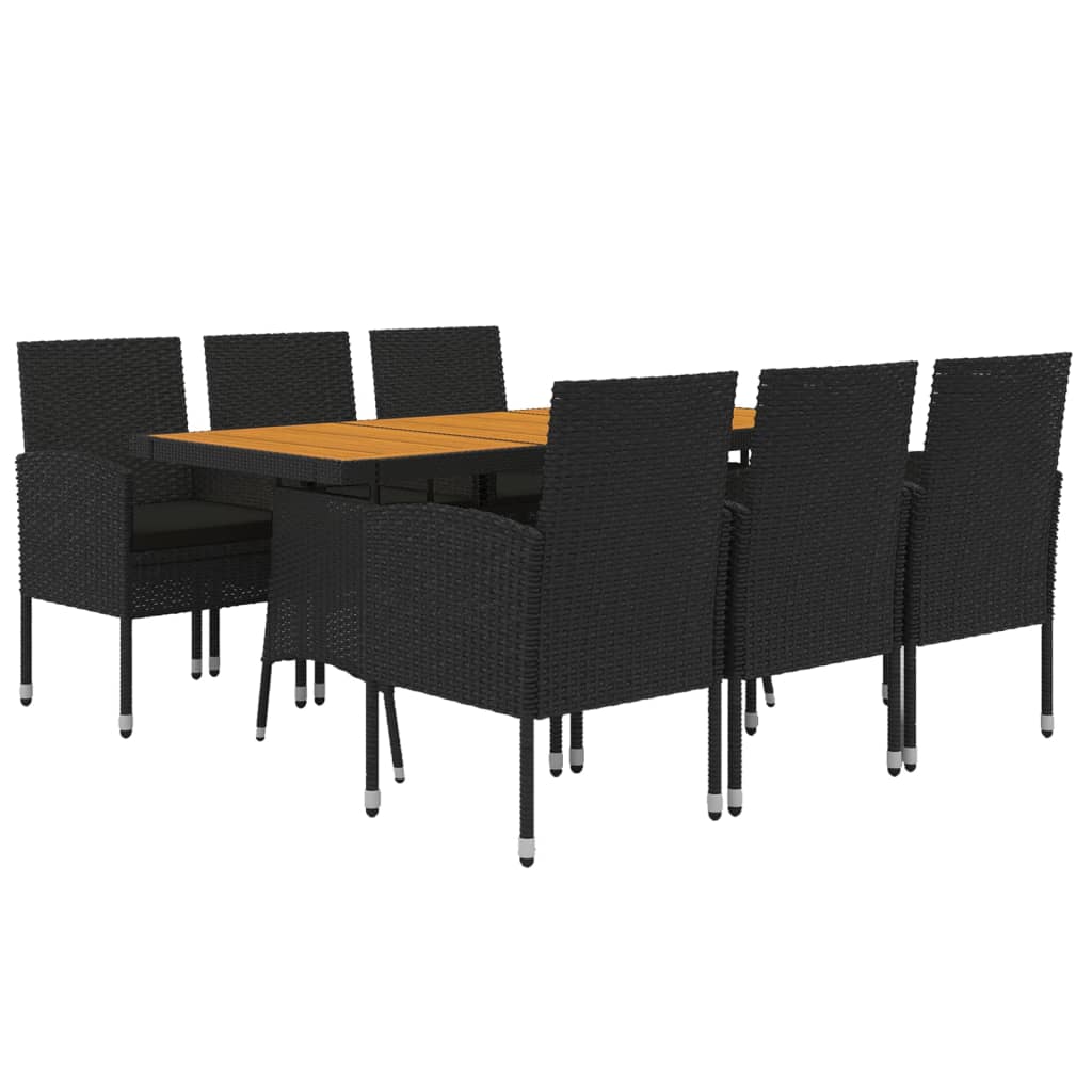 7 Piece Outdoor Dining Set Poly Rattan Black