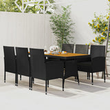 7 Piece Outdoor Dining Set Poly Rattan Black