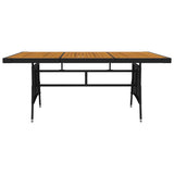 9 Piece Outdoor Dining Set Poly Rattan Black - Close-Up Angle