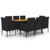 9 Piece Outdoor Dining Set Poly Rattan Black
