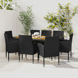 9 Piece Outdoor Dining Set Poly Rattan Black