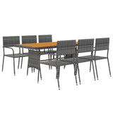 7 Piece Outdoor Dining Set Poly Rattan Grey - Side View