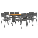 9 Piece Outdoor Dining Set Poly Rattan Grey - Side View