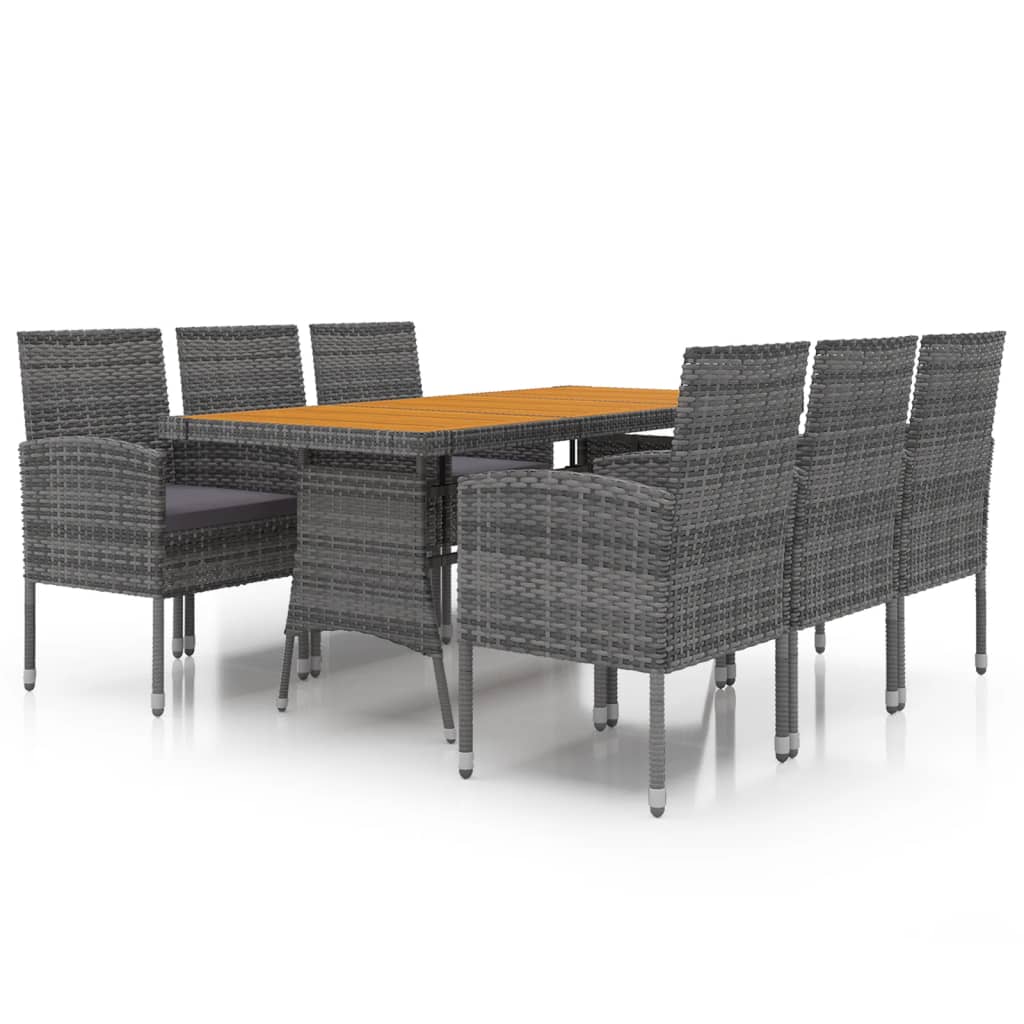 7 Piece Outdoor Dining Set Poly Rattan Grey