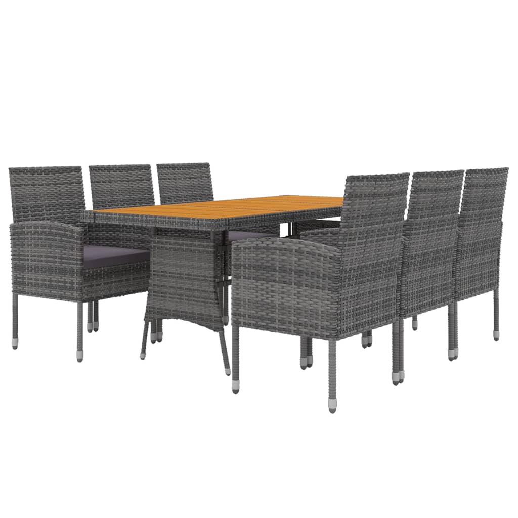 7 Piece Outdoor Dining Set Poly Rattan Grey