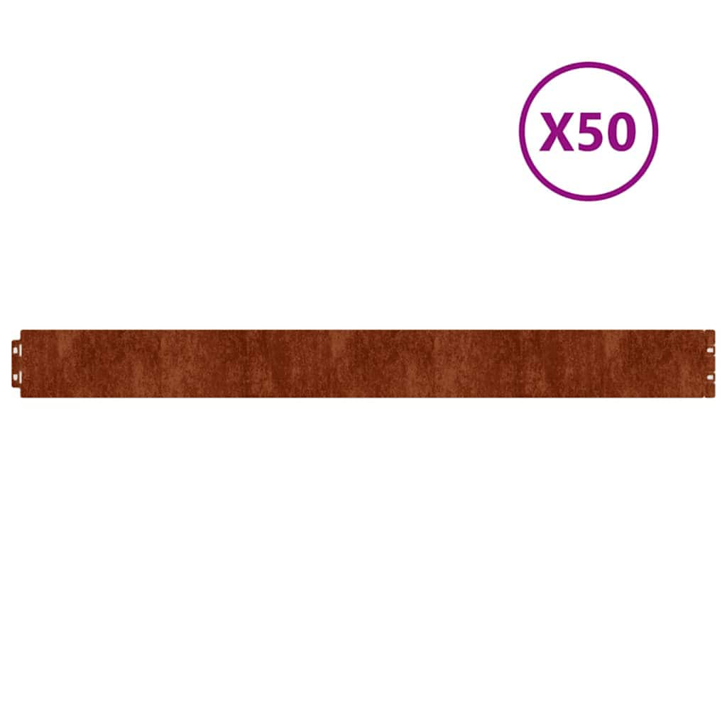 Lawn Edgings 50 pcs 10x103 cm Flexible Corten steel