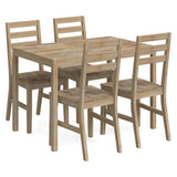 5 Piece Dining Set Solid Wood Acacia - Front View