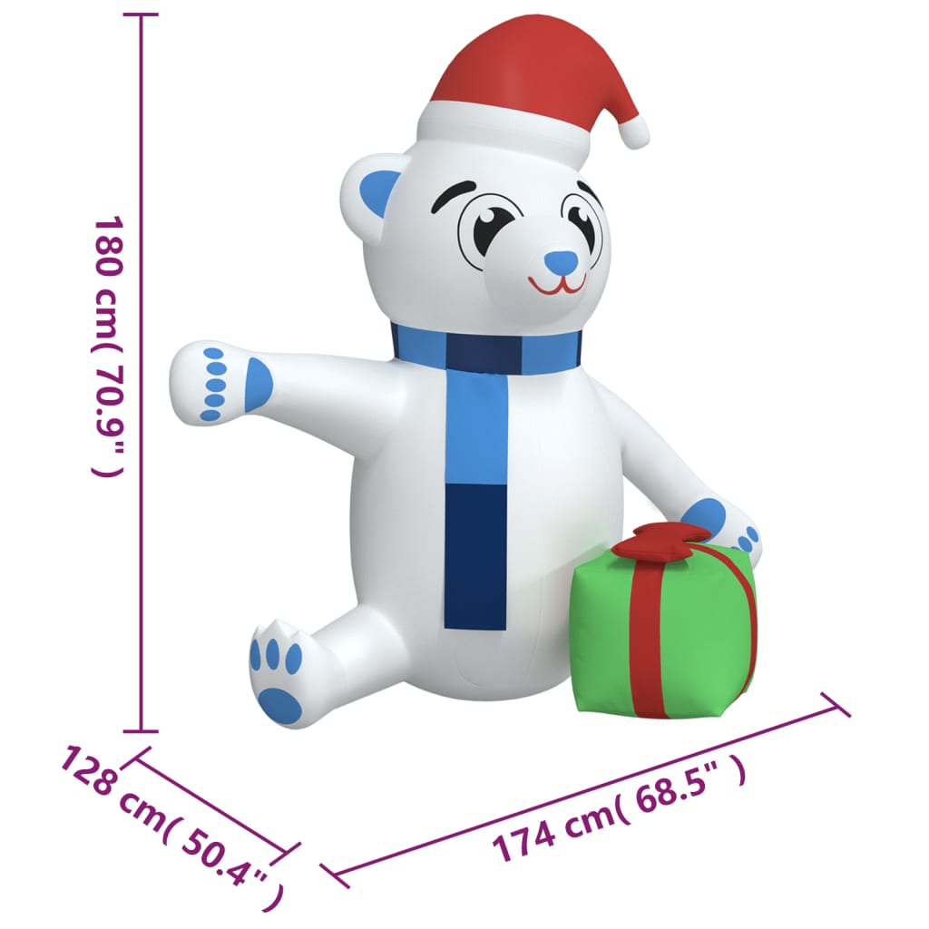 Christmas Inflatable Teddy Bear LED 180 cm