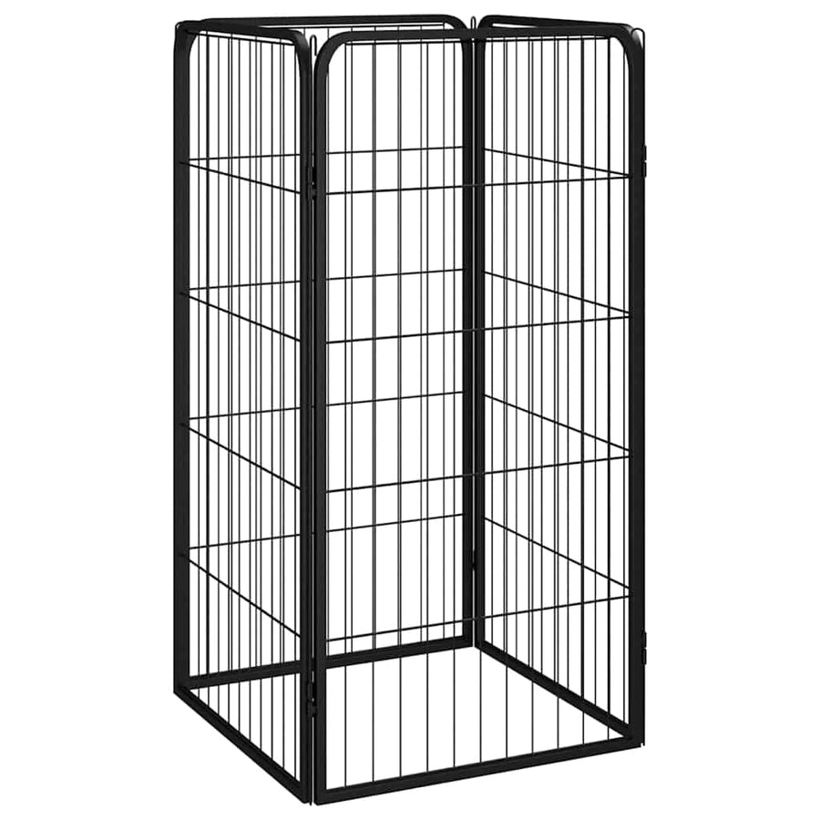 Dog Playpen 4 Panels Black 50x100 cm Powder-coated Steel
