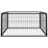 Dog Playpen 4 Panels Black 100x50 cm Powder-coated Steel - Front View