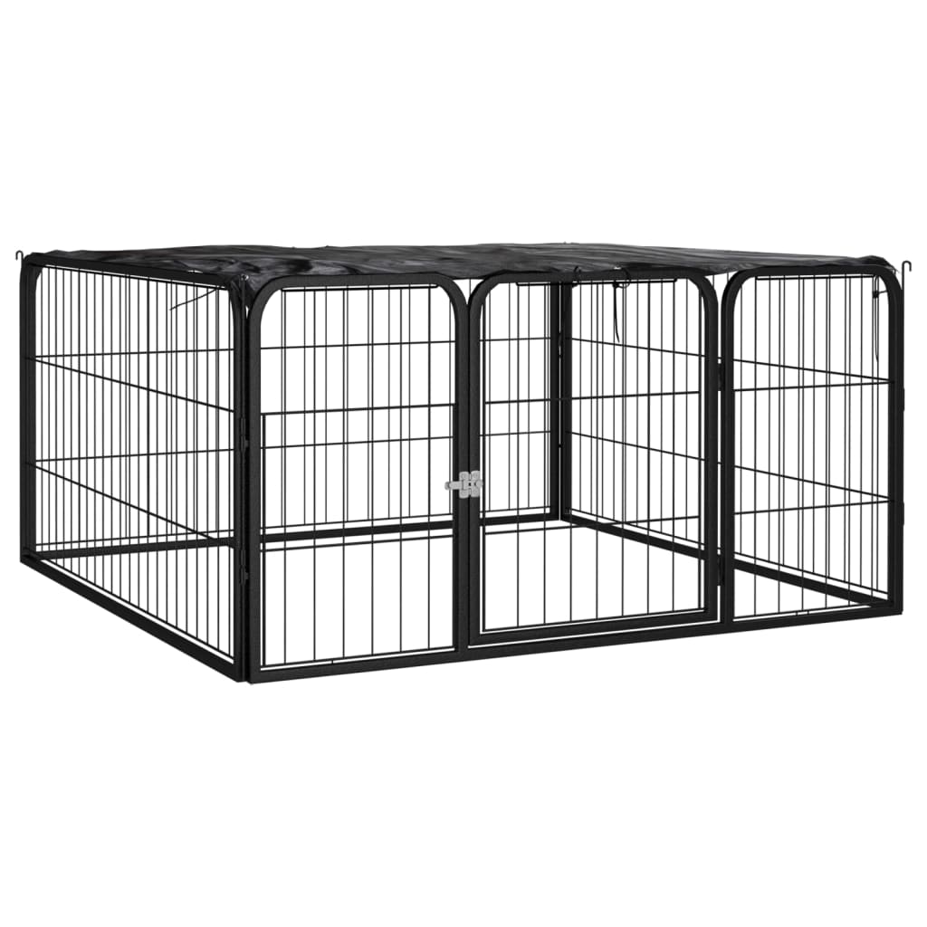 Dog Playpen 4 Panels Black 100x50 cm Powder-coated Steel