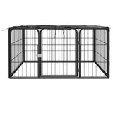 Dog Playpen 4 Panels Black 100x50 cm Powder-coated Steel - Front View