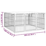 Dog Playpen 4 Panels Black 100x50 cm Powder-coated Steel - Rear View