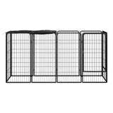 10-Panel Dog Playpen Black 50x100 cm Powder-coated Steel - Front View