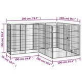 14-Panel Dog Playpen Black 50x100 cm Powder-coated Steel