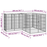 14-Panel Dog Playpen Black 50x100 cm Powder-coated Steel - Rear View
