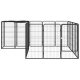 18-Panel Dog Playpen Black 50x100 cm Powder-coated Steel - Front View