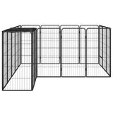 18-Panel Dog Playpen Black 50x100 cm Powder-coated Steel - Side View