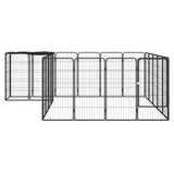 22-Panel Dog Playpen Black 50x100 cm Powder-coated Steel - Front View