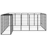 22-Panel Dog Playpen Black 50x100 cm Powder-coated Steel - Side View