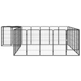 26-Panel Dog Playpen Black 50x100 cm Powder-coated Steel - Front View