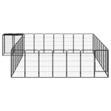 34-Panel Dog Playpen Black 50x100 cm Powder-coated Steel - Front View