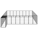 34-Panel Dog Playpen Black 50x100 cm Powder-coated Steel - Side View