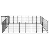 38-Panel Dog Playpen Black 50x100 cm Powder-coated Steel - Front View