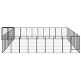 42-Panel Dog Playpen Black 50x100 cm Powder-coated Steel - Front View