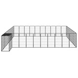 42-Panel Dog Playpen Black 50x100 cm Powder-coated Steel - Side View