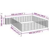 42-Panel Dog Playpen Black 50x100 cm Powder-coated Steel - Rear View