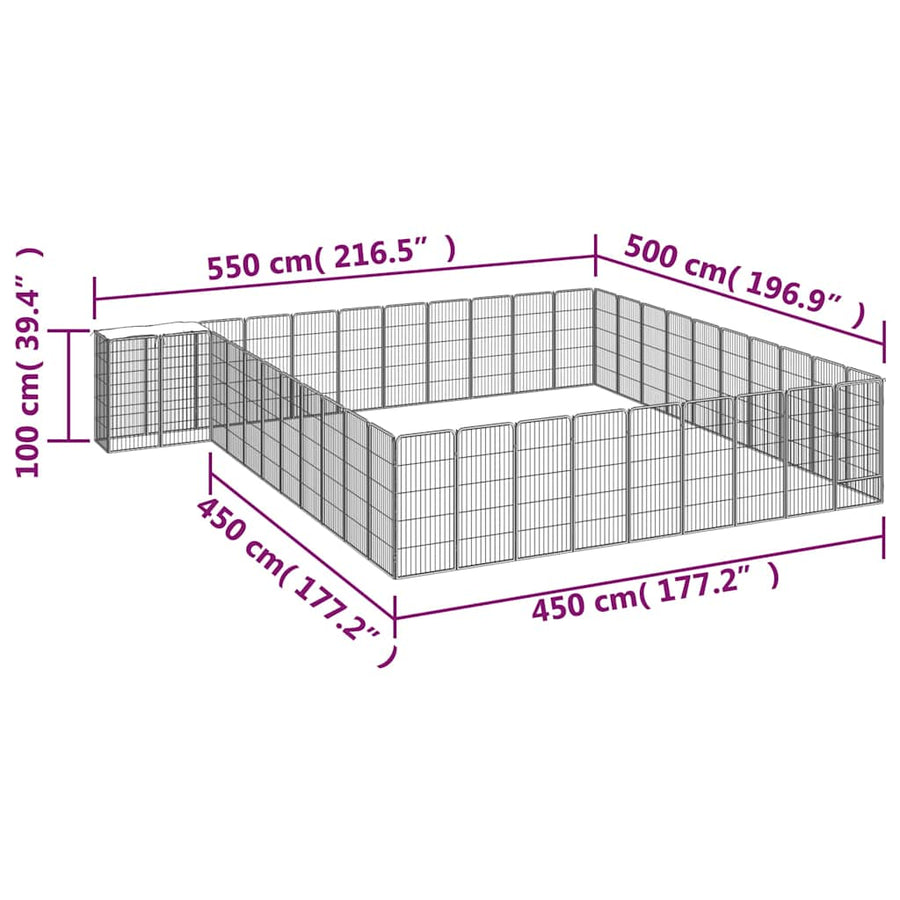 42-Panel Dog Playpen Black 50x100 cm Powder-coated Steel