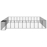 46-Panel Dog Playpen Black 50x100 cm Powder-coated Steel - Side View