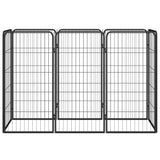 8-Panel Dog Playpen Black 50x100 cm Powder-coated Steel - Front View