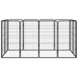 12-Panel Dog Playpen Black 50x100 cm Powder-coated Steel