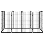 12-Panel Dog Playpen Black 50x100 cm Powder-coated Steel