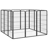 12-Panel Dog Playpen Black 50x100 cm Powder-coated Steel - Side View