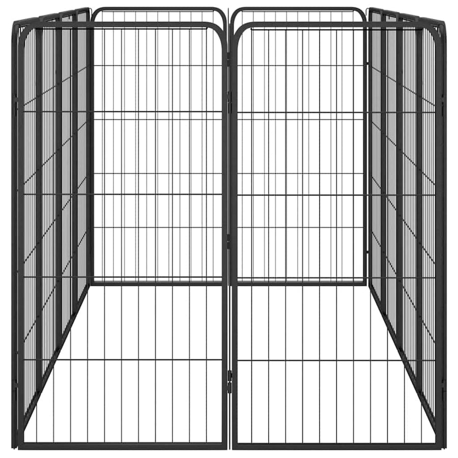 12-Panel Dog Playpen Black 50x100 cm Powder-coated Steel