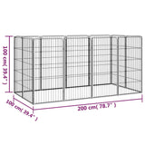 12-Panel Dog Playpen Black 50x100 cm Powder-coated Steel - Close-Up Angle