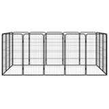 16-Panel Dog Playpen Black 50x100 cm Powder-coated Steel