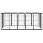 16-Panel Dog Playpen Black 50x100 cm Powder-coated Steel