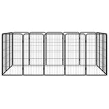 16-Panel Dog Playpen Black 50x100 cm Powder-coated Steel - Front View