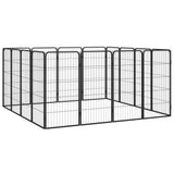 16-Panel Dog Playpen Black 50x100 cm Powder-coated Steel