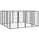 16-Panel Dog Playpen Black 50x100 cm Powder-coated Steel - Side View