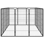 16-Panel Dog Playpen Black 50x100 cm Powder-coated Steel