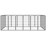 20-Panel Dog Playpen Black 50x100 cm Powder-coated Steel - Front View