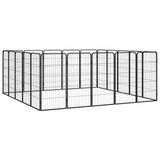 20-Panel Dog Playpen Black 50x100 cm Powder-coated Steel - Side View